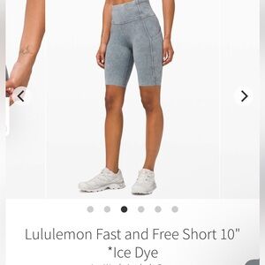 Lululemon fast and free short 10” ice dye